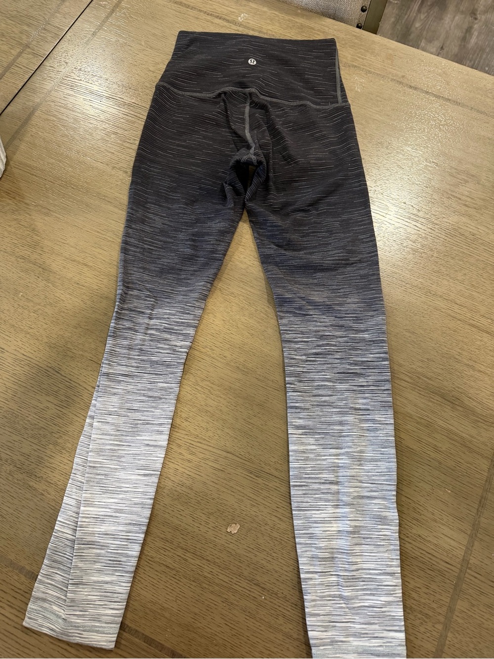 lululemon athletica Black and Gray Striped Active Leggings